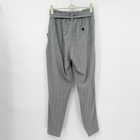 Athleta‎ Skyline Plaid Paperbag Pants Size 2 Gray High Rise Tapered Belted Waist - Picture 5 of 11